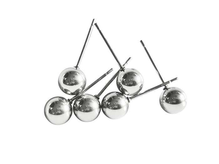 Stainless Steel Ball Stud Earrings, 3 pairs