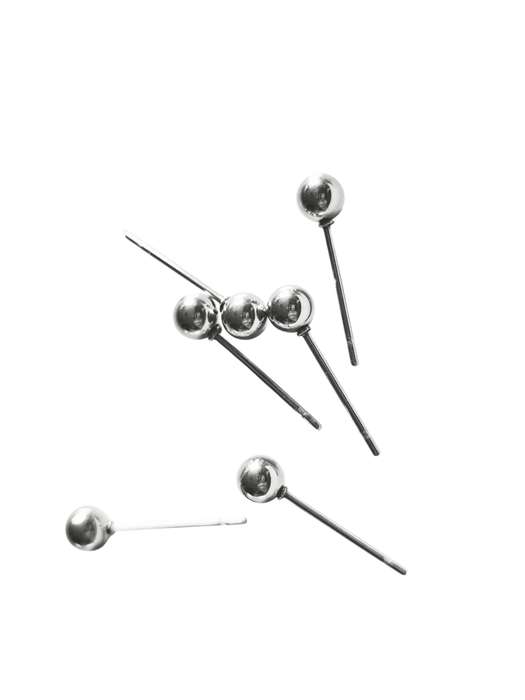 Stainless Steel Ball Stud Earrings, 3 pairs