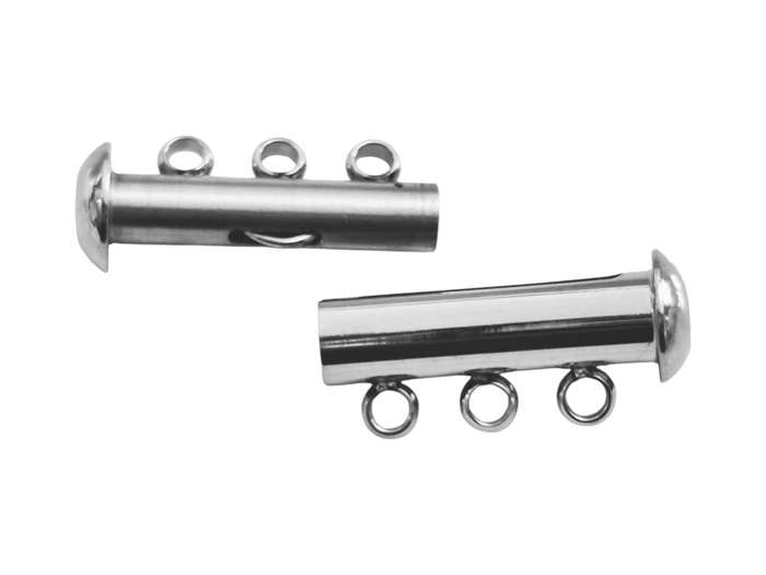 Stainless Steel slide lock clasp, 20mm, 3 string