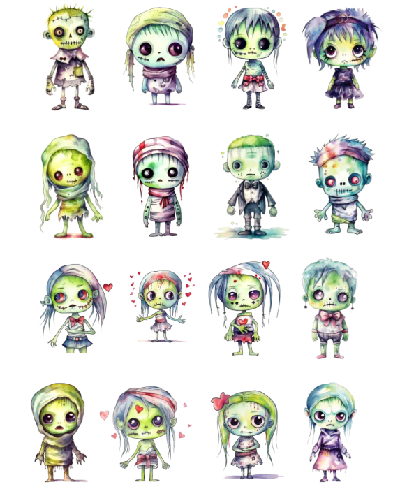 Li'l Franky's Cute Monster Sticker Sheet - Green Kids Craft Funky