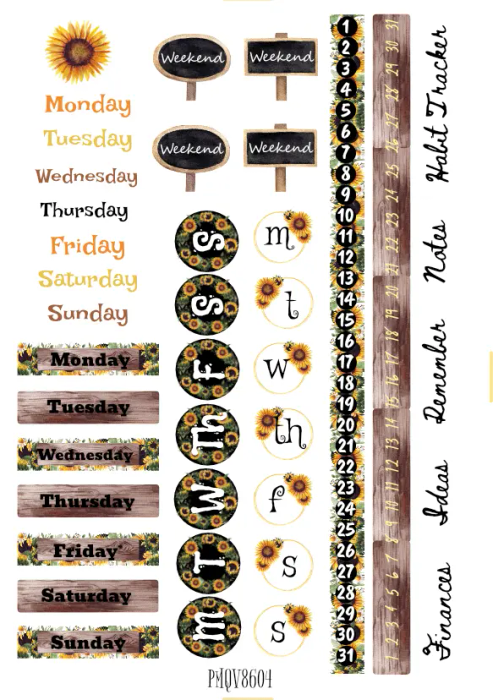 You Are My Sunshine! Journaling Stickers - Vibrant Yellow Sunflowers for Craft and Journaling Sheets