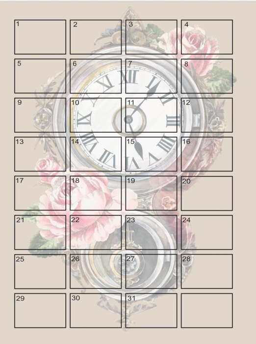 Month at a Glance - Classic Clock Sticker Sheet for Craft Stickers: Vintage Florals and Functiona...