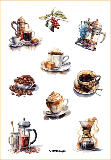 Coffee Delights Sticker Sheet - Premium Quality for Coffee Lovers