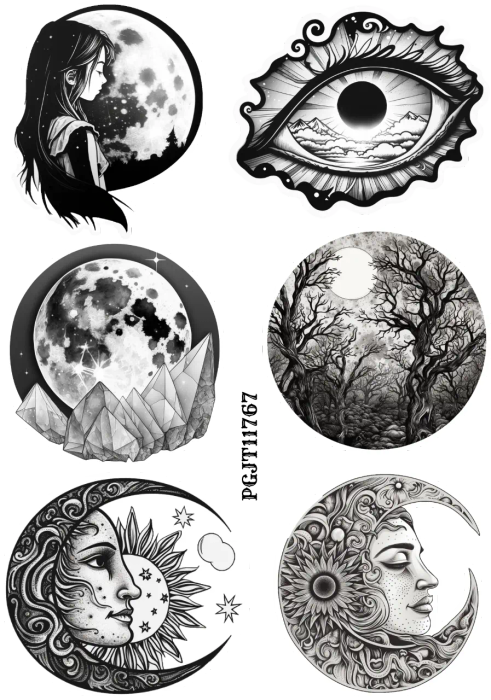 Celestial Oddities IIII Stickers: Black and White Steam Punk Vintage Wacky | White PET Sticker Sh...