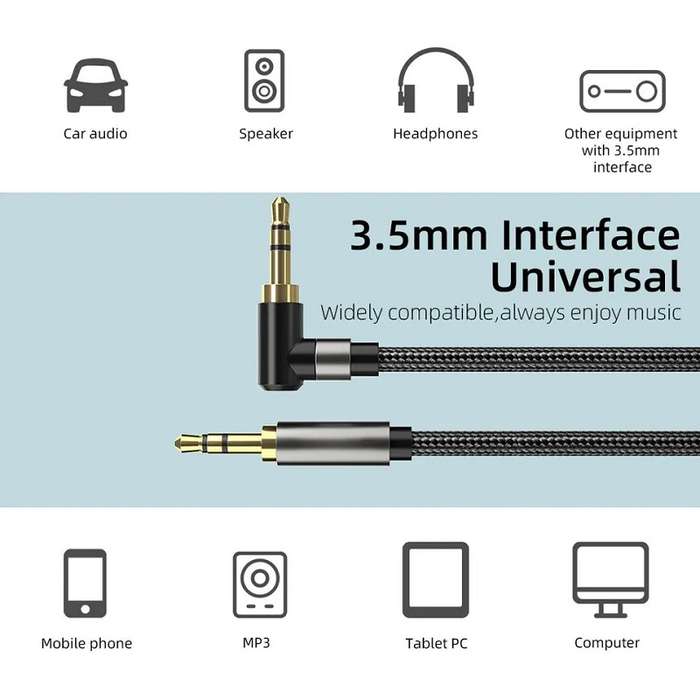 Wolulu AS-51199  90? Angle Auxiliary Cable 1.2m