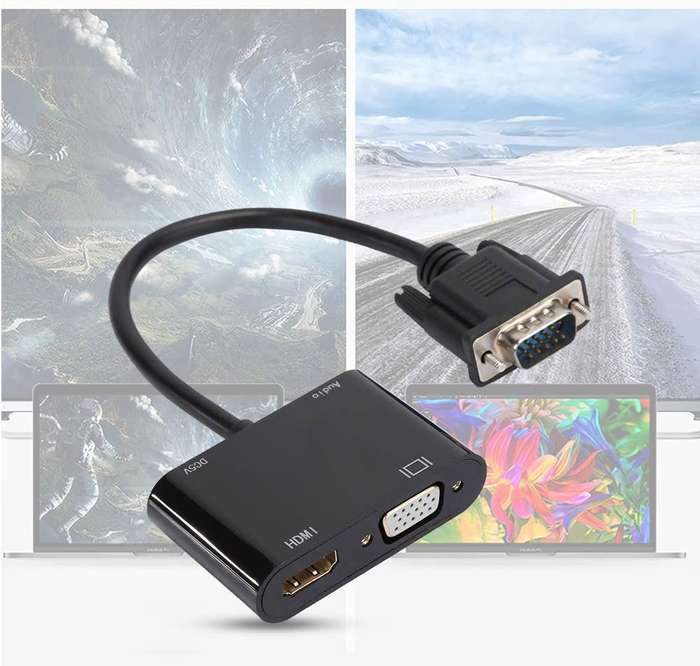 Tangka TK-H135 VGA to HDMI + VGA Converter With Audio 2K Output And Power Port
