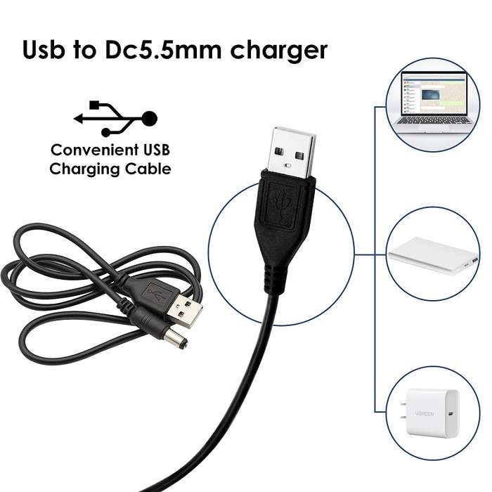 SE097 USB 2.0 Male To 5.5x2.1mm Male DC Cable 1M