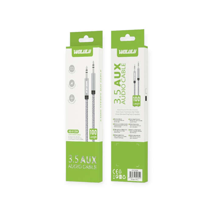 Wolulu AS-51204 Male 3.5mm To Male 3.5mm Aux Cable 1m