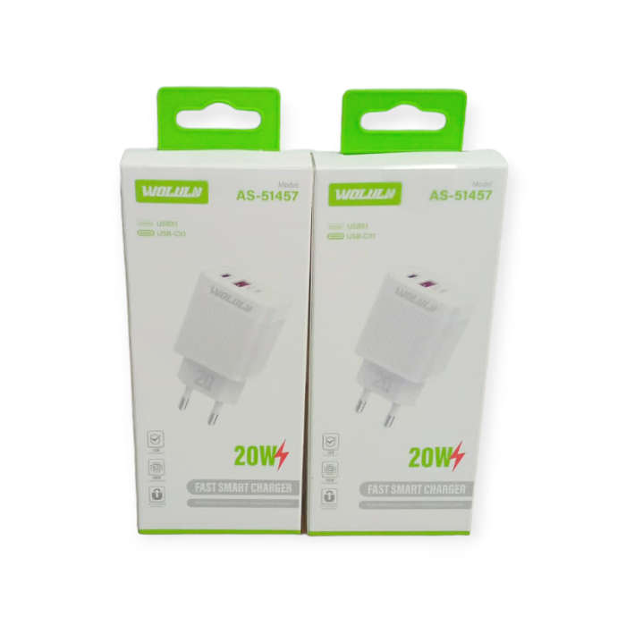 Wolulu AS-51457 PD 20W+ QC3.0 USB Fast Smart Wall Charger