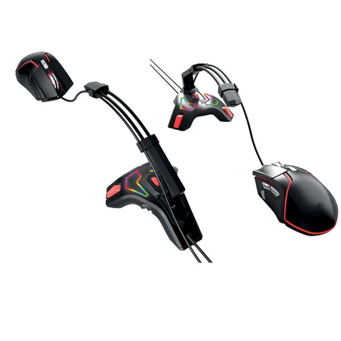 XF0689 M6 Spectrum RGB Light USB Gaming Mouse Holder Microphone