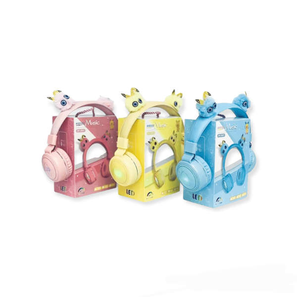 RK085 Cute Fluffy Bling Ears RGB Backlit Bluetooth Headphone