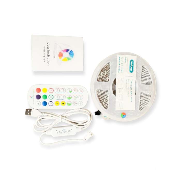 Aerbes AB-Z1129 USB Ribbon 5050 RGB LED Strip Light With Remote Control 5M