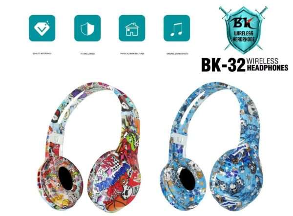 BK-32 Graffiti Wireless Bluetooth Headphones
