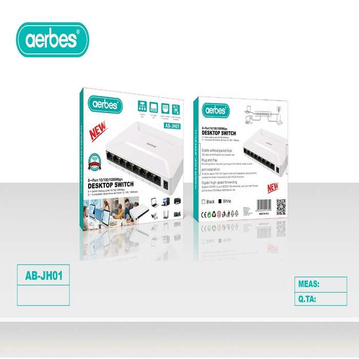 Aerbes AB-JH01 Ethernet Desktop Switch 8 Port