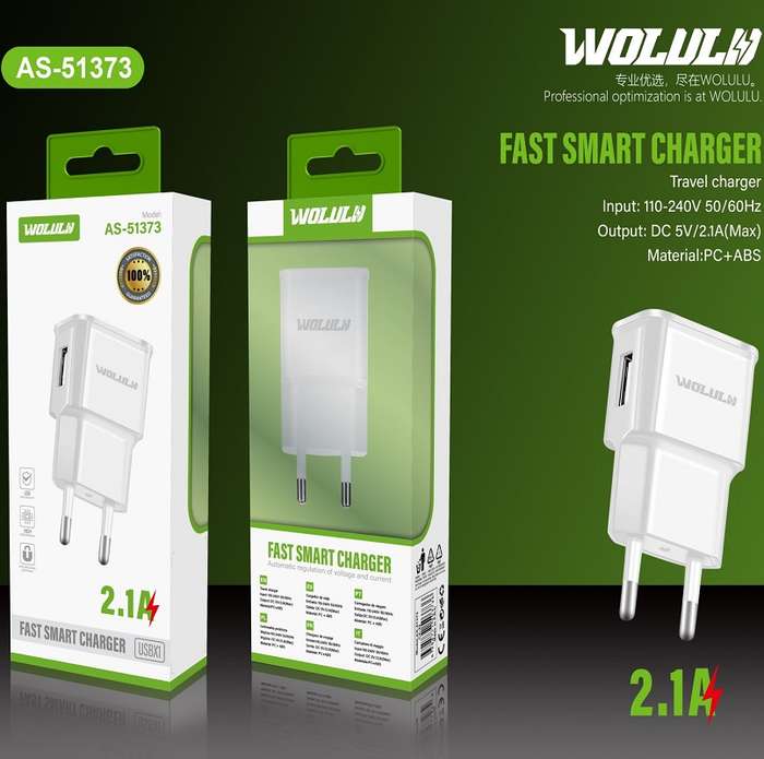 Wolulu AS-51373 USB Smart Wall Charger 2.1A