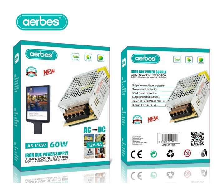 Aerbes AB-E1097 Iron Box Power Supply 12V 5A 60W
