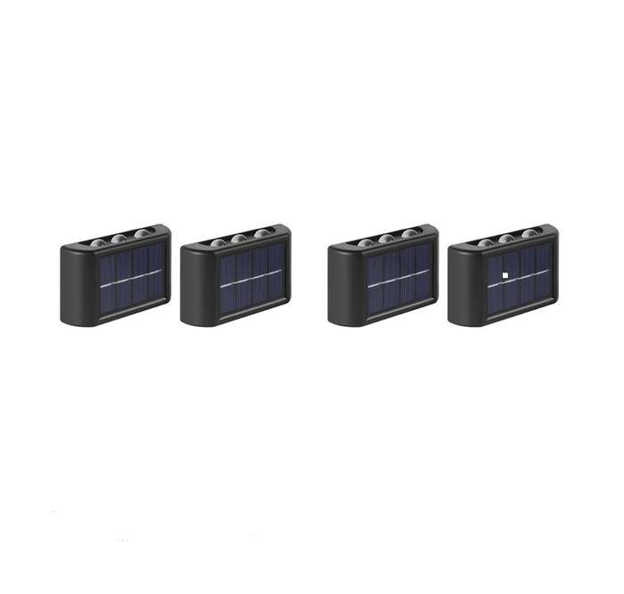 FA-06LED Portable Solar Powered Up and Down LED Outdoor Wall Lights 6LED White 4Pcs