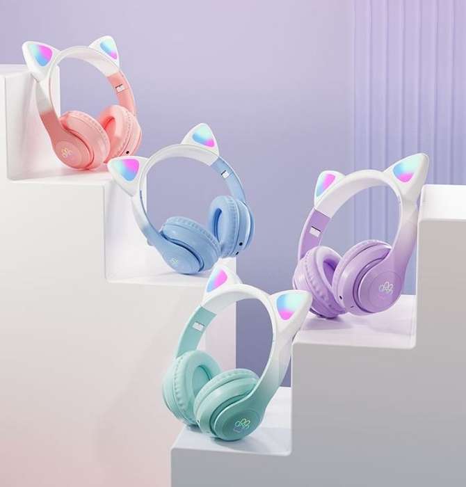 Aerbes AB-D517 Cuffie Stereo Bluetooth Cat Ear Headphone With RGB