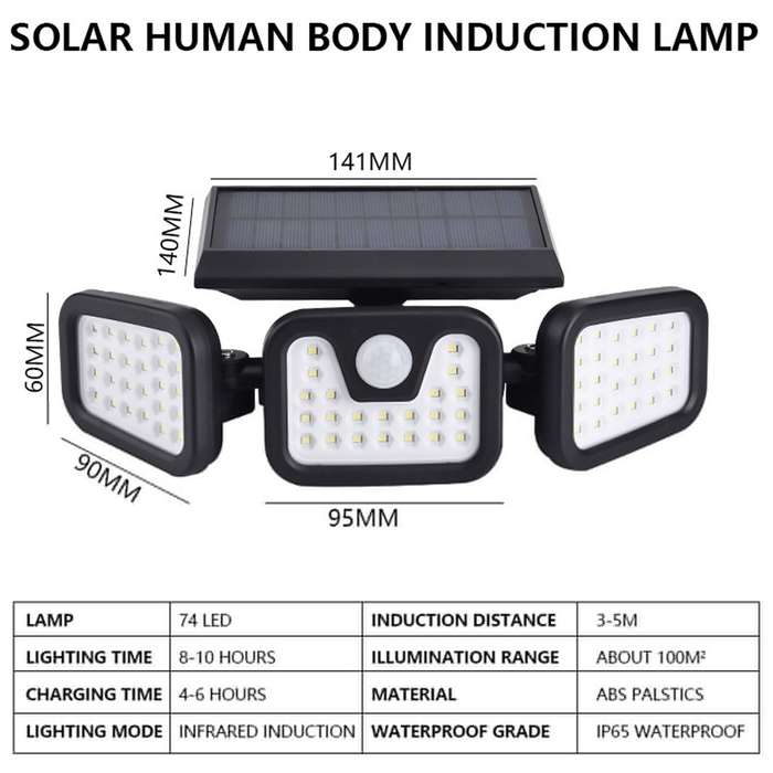 -1725A Split Solar Powered LED Wall Light 2400Mah Battery With Motion Sensor