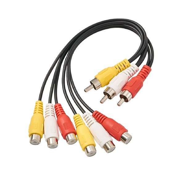 3 Male RCA to 6 Female RCA Cables Plug Splitter Audio Video High Quality AV Cord
