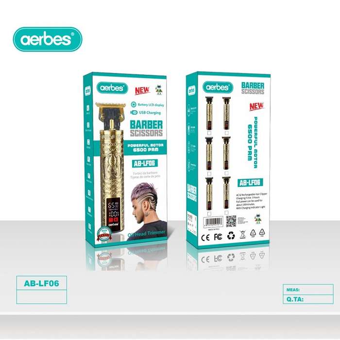 Aerbes AB-LF06 Portable Rechargeable Electric Hair Trimmer With LCD Display