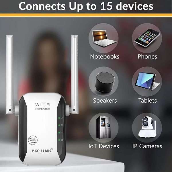 JG660 Wireless Repeater WiFi Booster With Two External Antennas,300Mbps Speed