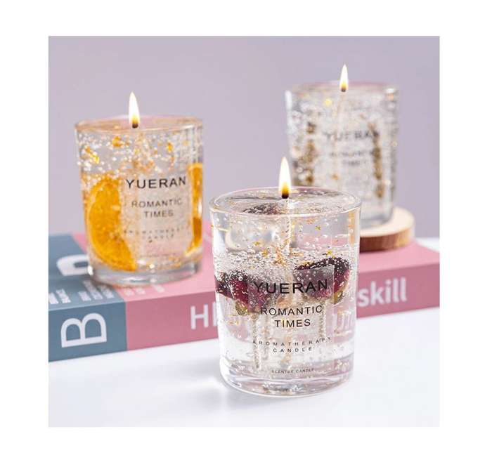 JG20375266 Crystal Jelly Candle With Dried Flowers