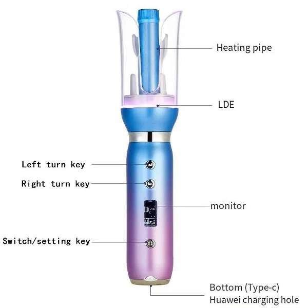 4500mah LED Rechargeable Automatic Curling Hair Iron