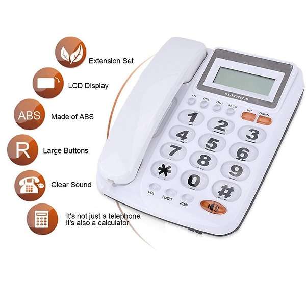 Desktop Corded Landline Telephone With Caller ID Display And Auto-Redial