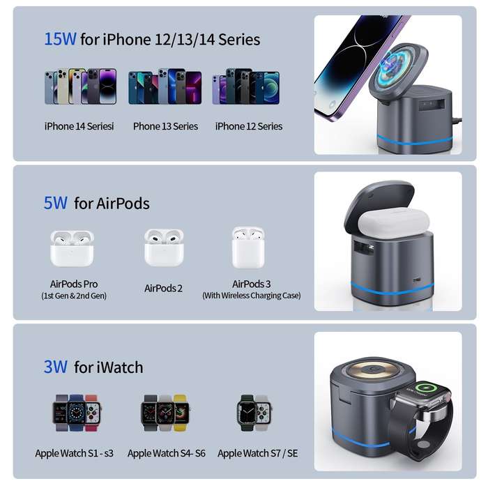 Aerbes AB-SJ161 3 in 1 Wireless Magnetic Charger
