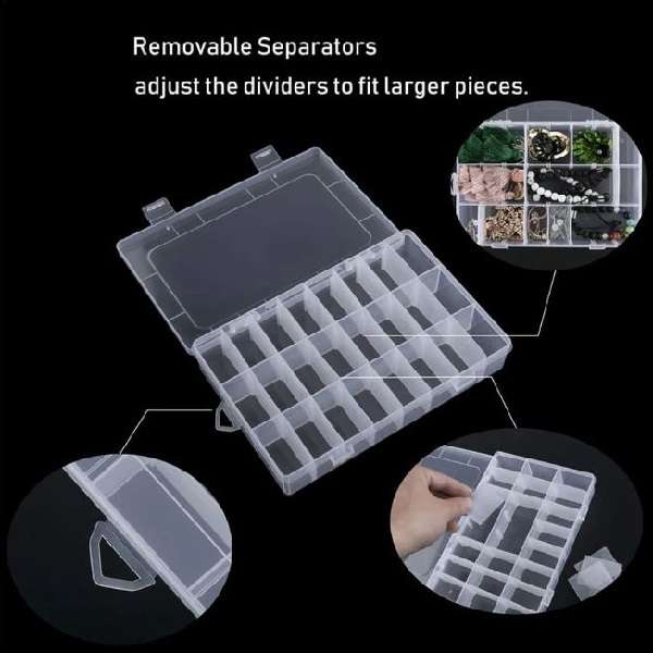 JG20375663 24 Transparent Grid Storage Box With Removable Dividers