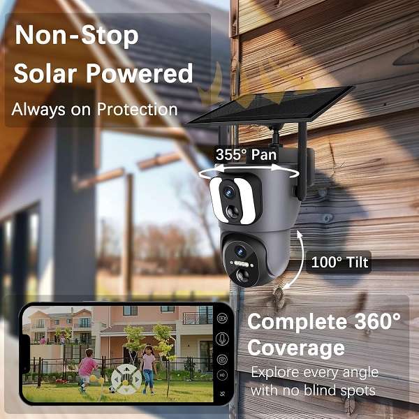 SE-SD200-4G Dual Lens 2mp Solar Powered Camera With Full Colour Night Vision And 2-Way Audio Ubox Ap