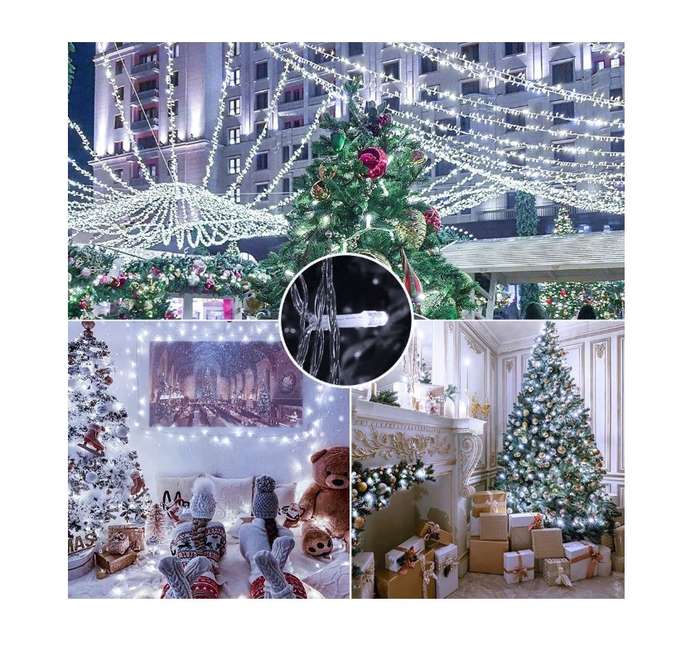 ZYF-D202 9V 100M White LED White Cable Fairy Light With 8 Combination Setting Mode