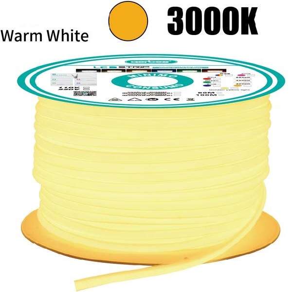 Aerbes AB-G24  LED 220v 100M Cuttable, Single Panel Strip Neon Light 3000K Warm White