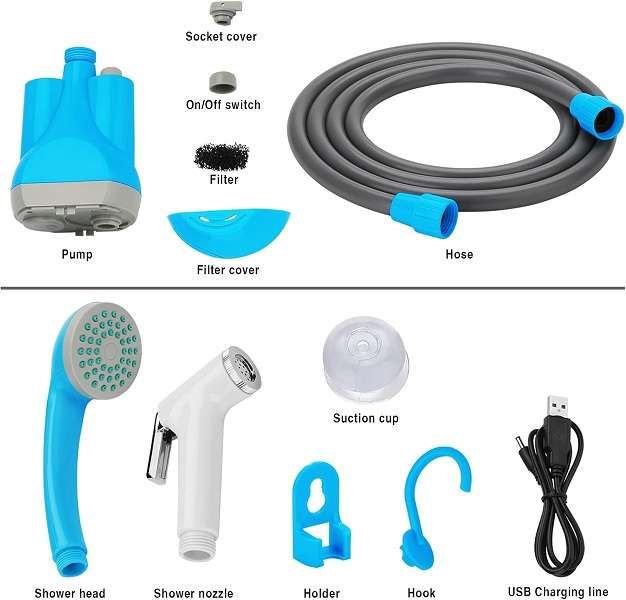 XF000033 Camping Portable Shower Outdoor Bath Kit With Collapsible Bucket