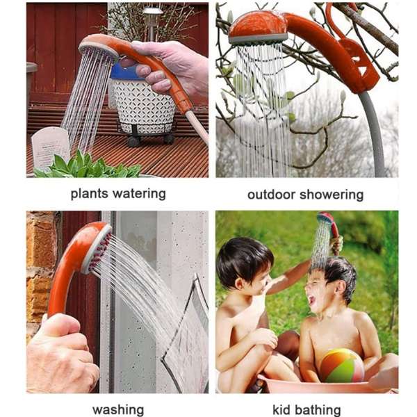 XF000034 12V Portable Outdoor Camping Shower Pump With Hose, Nozzle &amp; Carry Bag