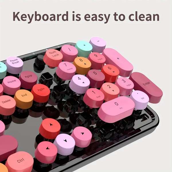 Sweet Wireless Retro Ergonomic Battery Operated Keyboard With Comfortable Grip 2.4G Mouse