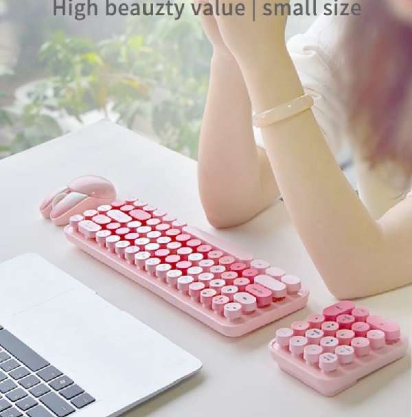 Max Mofii Retro Round Keycaps Wireless Keyboard, Mouse And  Numeric Keypad Set