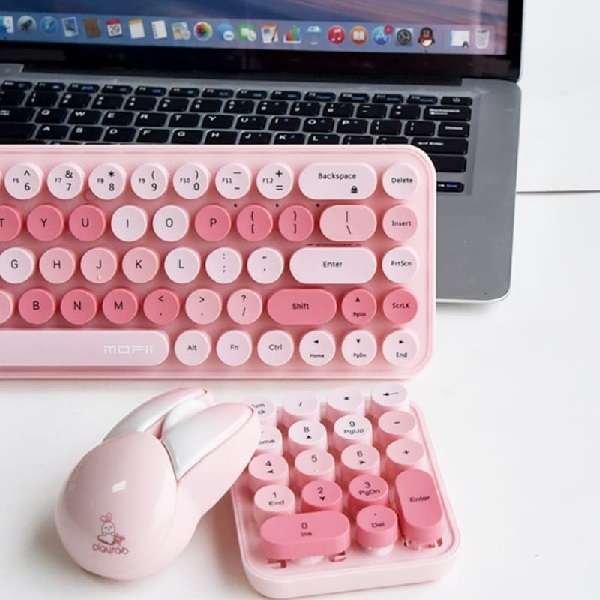 Max Mofii Retro Round Keycaps Wireless Keyboard, Mouse And  Numeric Keypad Set