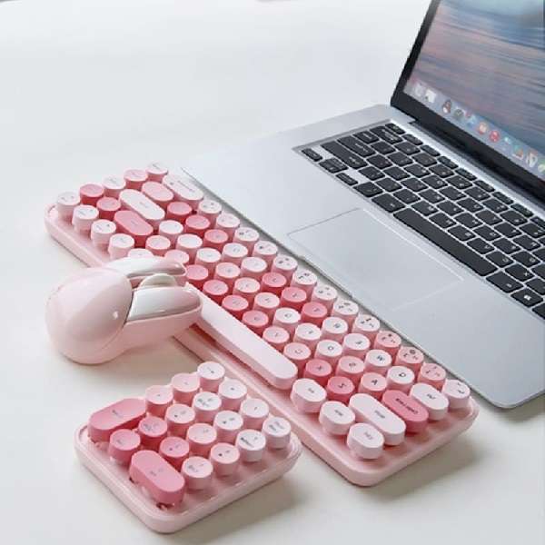 Max Mofii Retro Round Keycaps Wireless Keyboard, Mouse And  Numeric Keypad Set