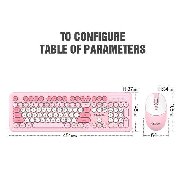 K-SNAKE WK200 Wireless Keyboard And Mouse Set Connects Via 2.4G USB With Full-Size 104-Key Design