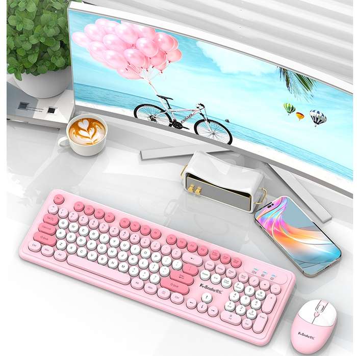 K-SNAKE WK200 Wireless Keyboard And Mouse Set Connects Via 2.4G USB With Full-Size 104-Key Design