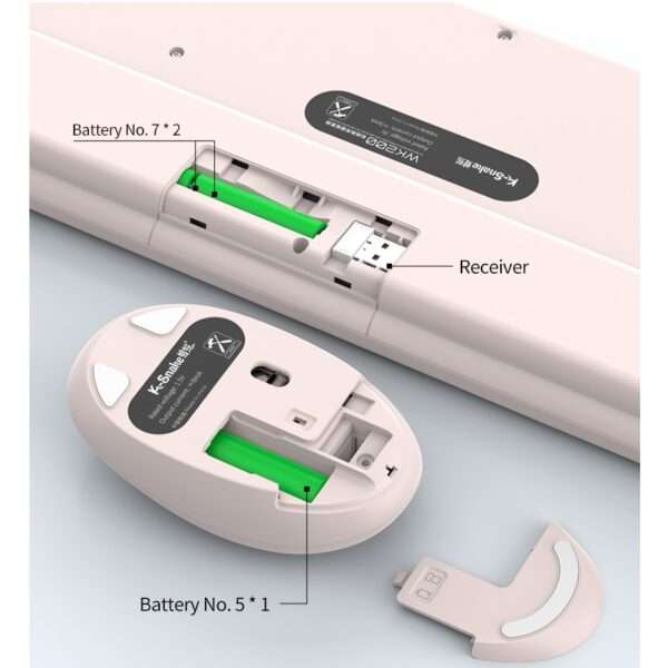 WK200 K-SNAKE Wireless Keyboard And Mouse Set Connects Via 2.4G USB With Full-Size 104-Key Design