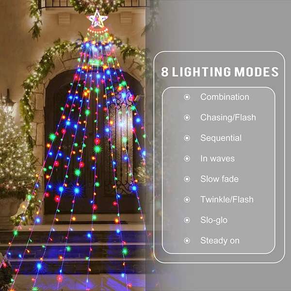 ZYF-D231 Five Pointed Star Waterfall 4M Curtain String Light RGB