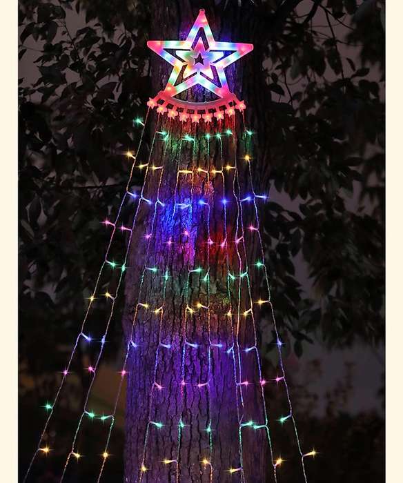 ZYF-D231 Five Pointed Star Waterfall 4M Curtain String Light RGB