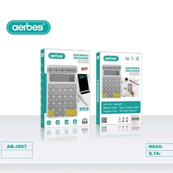 Aerbes AB-JS07 Electronic Calculator AAA Battery Type With Phone Holder Stand