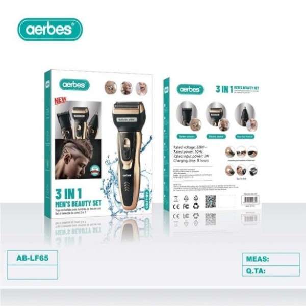Aerbes AB-LF65  3 in 1 Electric Shaver Kit Shaver, Nose Hair Trimmer And; Scissors