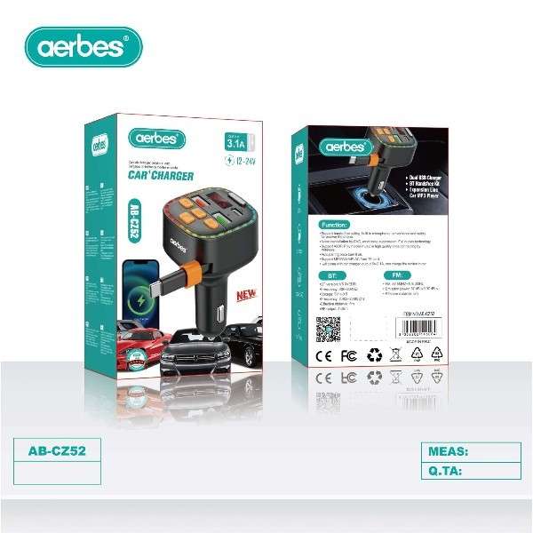 Aerbes AB-CZ52 3.1A Car Charger FM Modulator
