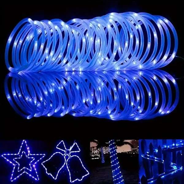 Solar Powered Tube Light Copper Wire Blue 50M With Remote Control