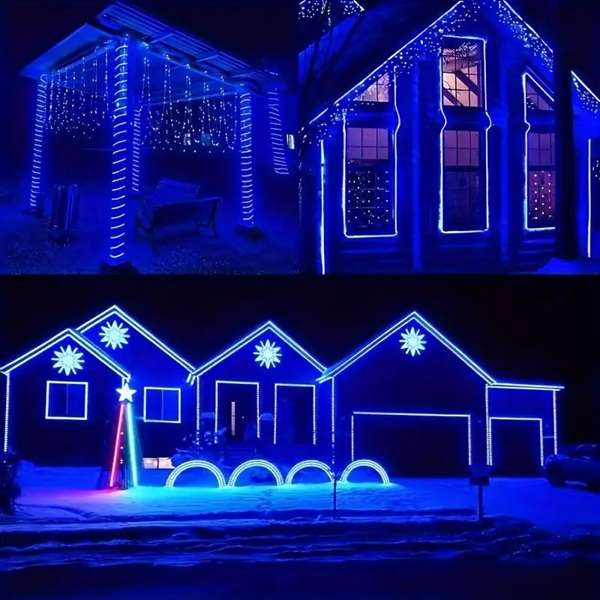 Solar Powered Tube Light Copper Wire Blue 50M With Remote Control